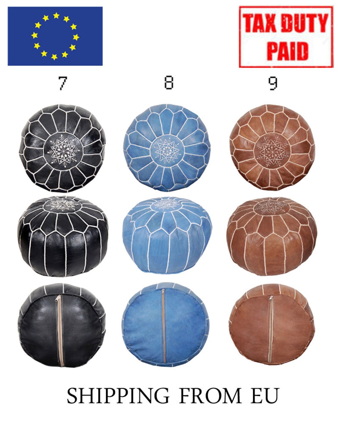 Pouffe silla otomana Pouffe hecho a mano cuero Pouf Cubierta | Etsy