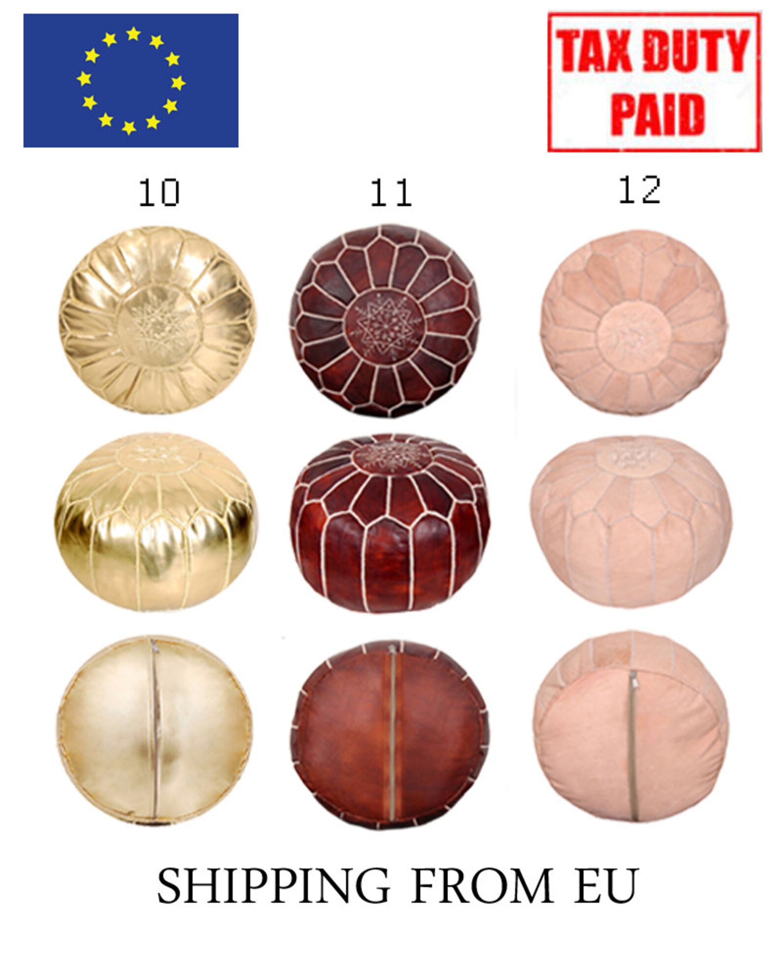 Pouffe silla otomana Pouffe hecho a mano cuero Pouf Cubierta | Etsy