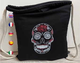 DIY kit - Embroidery starter kit - Gym bag calavera mexican skull