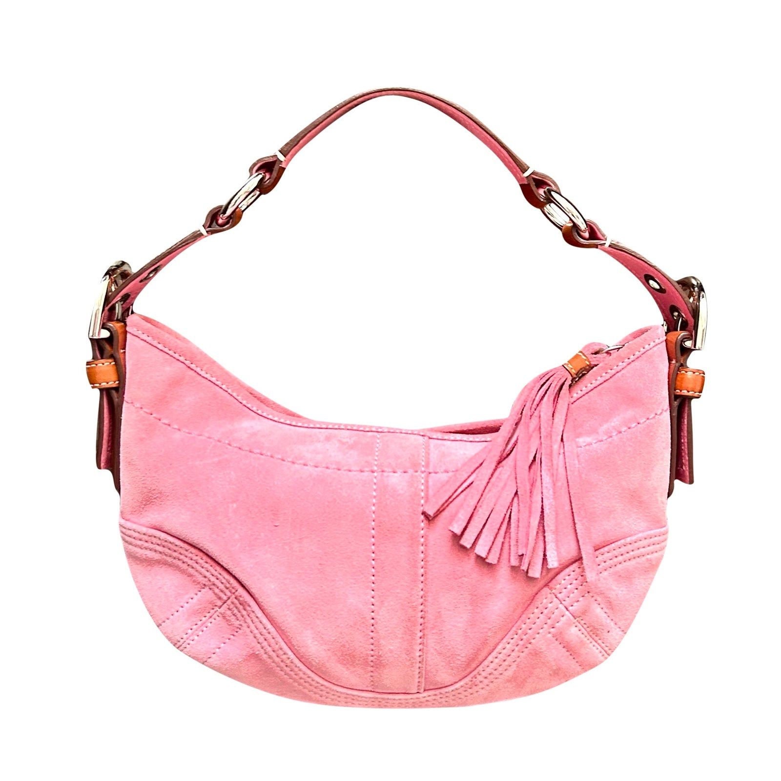 Peach Pink Suede Coach Hobo Bag - Etsy Peach Pink Suede Coach Hobo Bag - Etsy