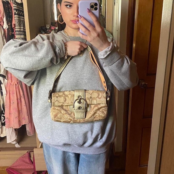 COACH Gold Optic Y2K Soho Baguette - Etsy COACH Gold Optic Y2K Soho Baguette - Etsy