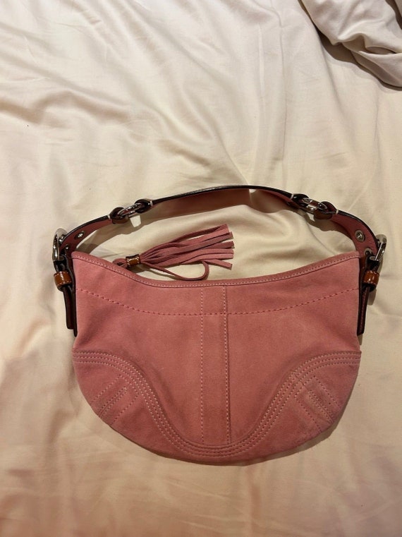 Peach Pink Suede Coach Hobo Bag - Etsy Peach Pink Suede Coach Hobo Bag - Etsy