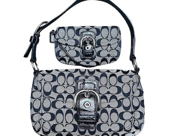 Coach - Signature Black/grey Soho Bag and Wristlet Set - Etsy