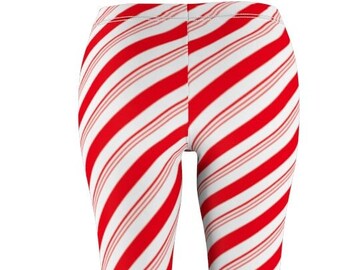 Christmas Leggings, Candy Cane Leggings, Women's Xmas pants, gym pants, casual pants, workout clothing, workout pants, workout