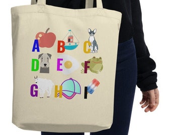 Eco Tote Bag, wear and learn tote bag, teacher's tote bag, teacher's gift bag, organic tote bag, teacher's learning tote, home school bag,