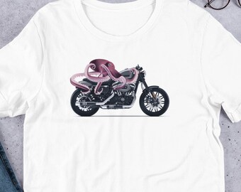 Octopus On Motorcycle ,Bike in a Hurry Shirt, Harley Davidson Shirt, Graphic T Shirt, Funny Octopus Shirt, Octopus on Motorcycle