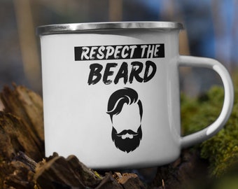 Funny Beard Mug, Enamel Camp Mug, Gift For Him