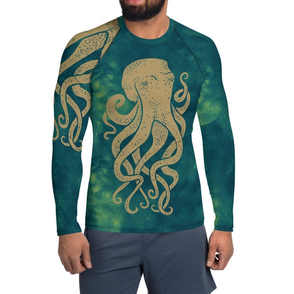 Aquatic Collection: Octopus Rash Guard, Rash Guard, Men's Rash Guard, Nautical Rash Guards, Ocean Rash Guards, Surfing, Fishing, Outdoors