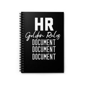 HR Golden Rules, Manager, HR Spiral Notebook, HR Gift, Human Resources Gifts, Human Resources Notebook,