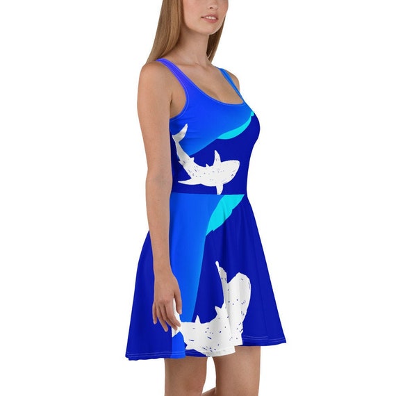 Nautical Skater Dress, Shark Skater Dress, Shark Dress, Nautical Flared  Dress, Cute Shark Dress, Mommy Shark Dress, Blue Dress, Fun Dress - Etsy