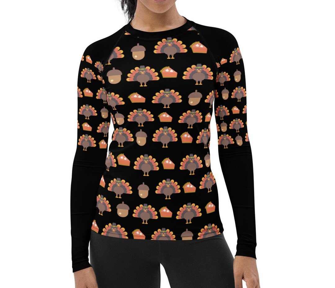 Turkey Rash Guard, Thanks Giving Rash Guard, Workout Top, Gym Clothing ...