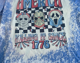 Killin’ It Since 1776 昇華シャツ、恐ろしい映画の愛国的なシャツ、愛国的なシャツ
