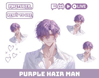 PNGTuber Avatar Anime Male | VTuber PNG Model for Twitch & YouTube | Beginner Streamer Character | Veadotube OBS Ready | Instant Download