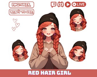 Avatar de chica anime de PNGTuber / Modelo PNG de VTuber para Twitch y YouTube / Personaje de streamer principiante / Veadotube OBS listo / Descarga instantánea