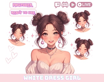 Avatar de chica anime de PNGTuber / Modelo PNG de VTuber para Twitch y YouTube / Personaje de streamer principiante / Veadotube OBS listo / Descarga instantánea