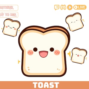 Animated Toast PNGTuber | Cute Talking Bread VTuber Model | Kawaii Stream Avatar for Twitch & YouTube | PNG Tuber Download