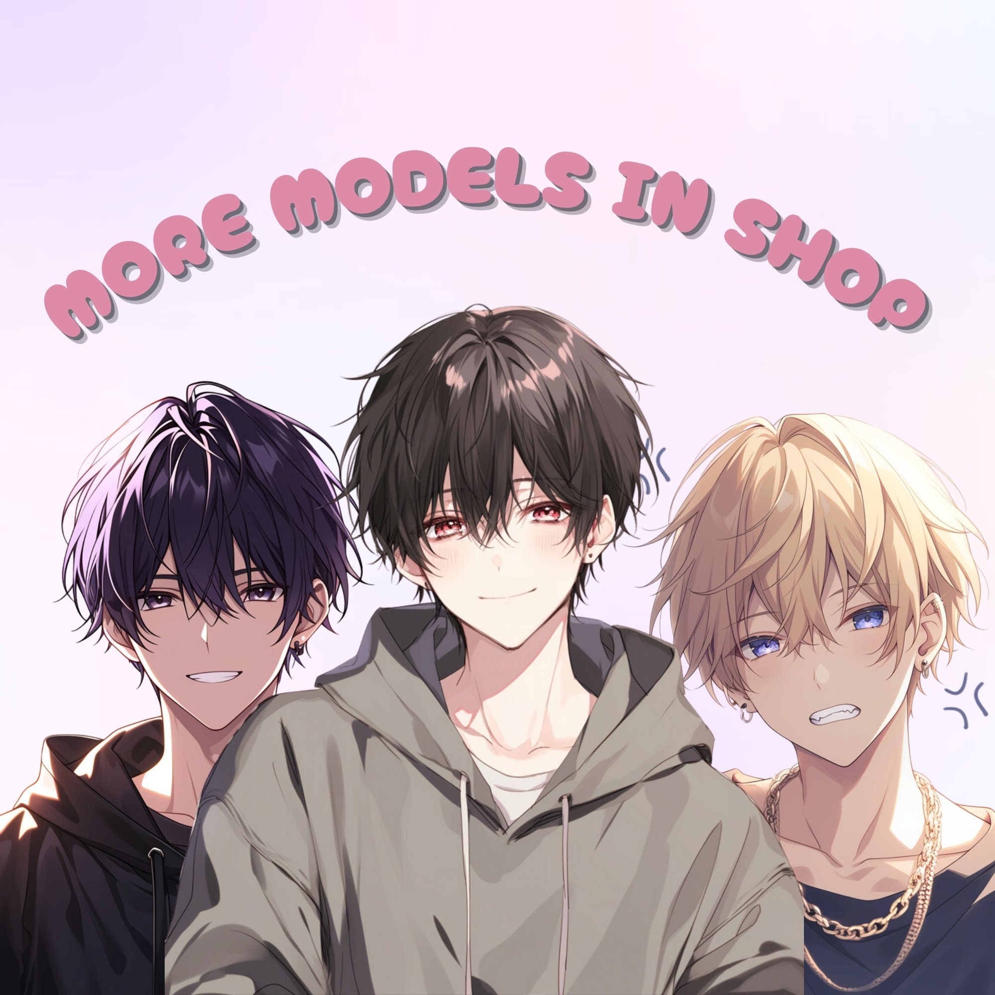 Anime mannelijk pngTuber-model: blond haar, blauwe ogen (digitale download)  - Etsy België, image size:2000x2000