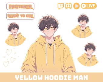 PNGTuber Avatar Anime Male | VTuber PNG Model for Twitch & YouTube | Beginner Streamer Character | Veadotube OBS Ready | Instant Download