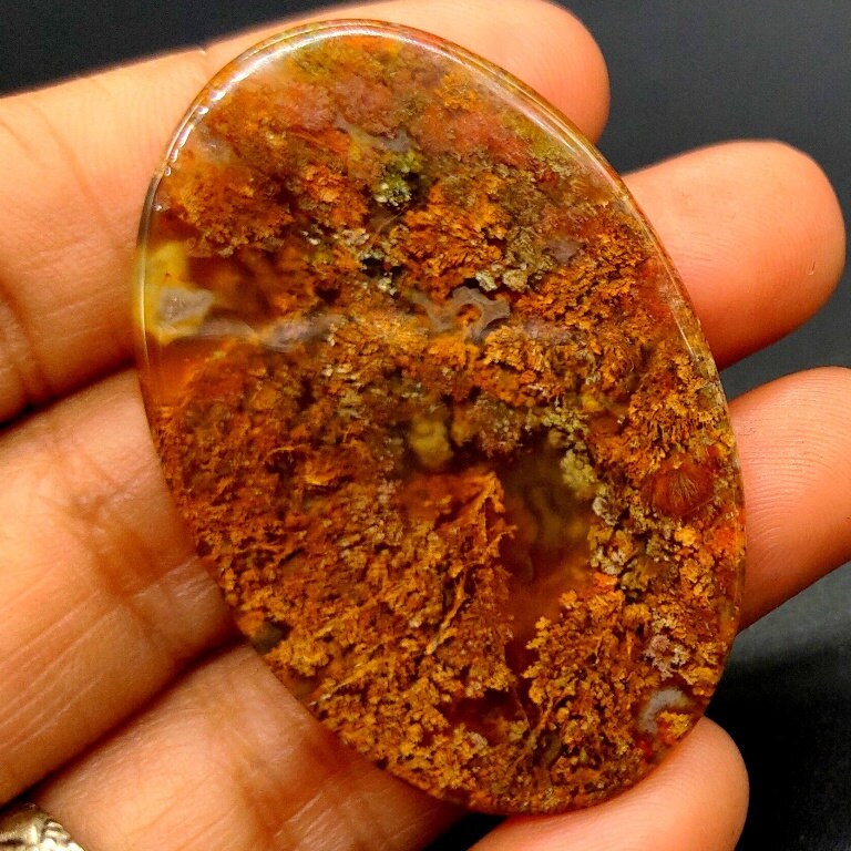 Natural Yellow Moss Agate Oval Shape Cabochon GemstoneApril | Etsy