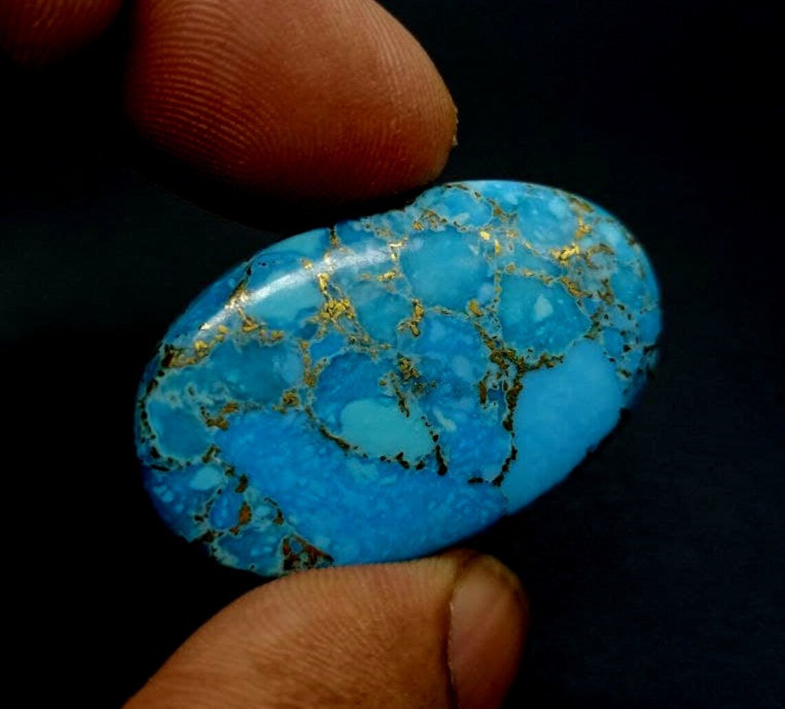 Natural Blue Copper Turquoise Gemstone Oval Shape Blue Copper Etsy