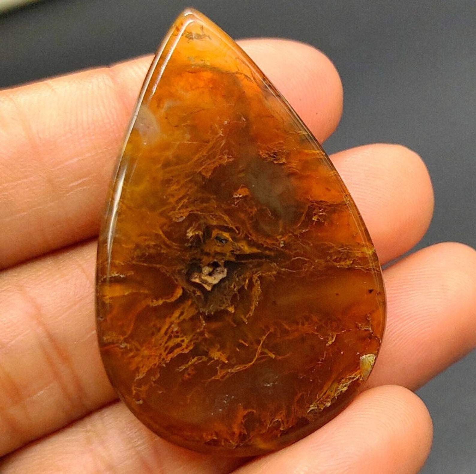 Natural Yellow Moss Agate Oval Shape Cabochon GemstoneApril | Etsy