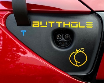 Tesla Model 3 Y Easter Egg Open Butthole Peach Butt Hole Charge Port Holo Vinyl Decal Free Shipping