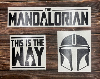 Star Wars : Mandalorian The Child Baby Yoda This is the Way Mudhorn Signet Decal Vinyl Set for Car, Laptop, Window, Bottles Set