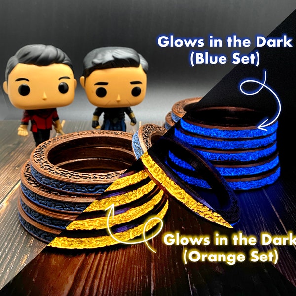 Shang Chi Ten Rings Mandarin Wen Wu Prop Glow In the Dark Blue or Orange Set Marvel Inspired, 3D Printed, Movie Accurate Replica for Cosplay
