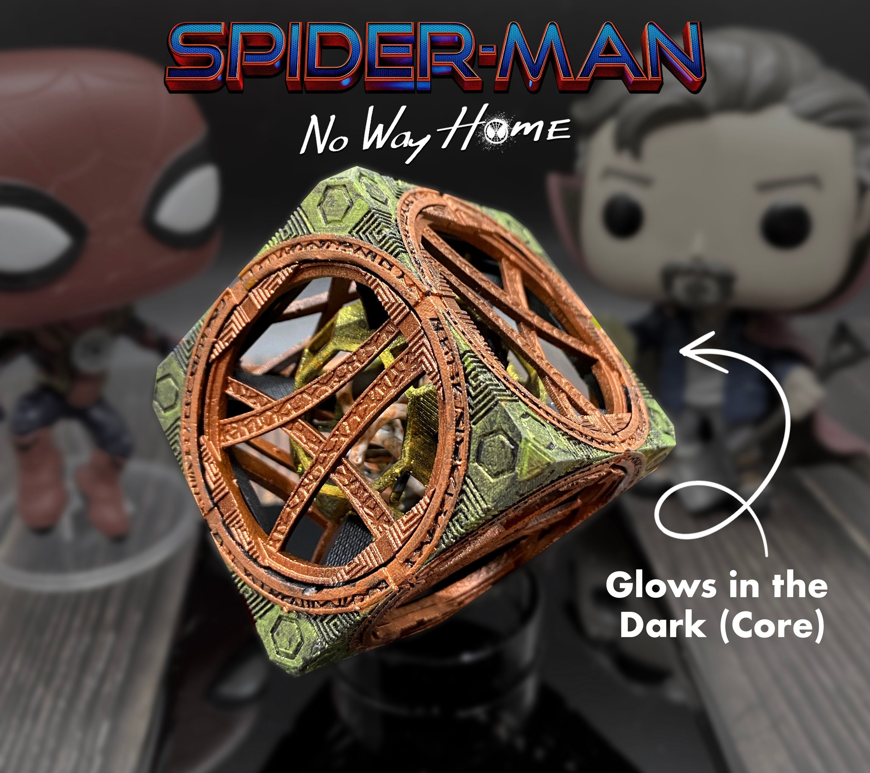Spider-Man No Way Home Mysterious Cube of Nothingness Glow Orange Core Marvel Inspired Doctor Strange 3D Printed Movie Replica Collectibles