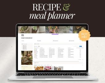 notion meal planner template | 2026 recipe tracker & grocery list • calorie, macro, pantry, weekly planning