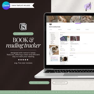 book & reading tracker notion template • digital bookshelf • cozy personal library