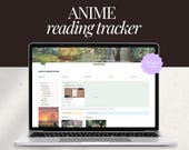 anime reading tracker notion template | digital bookshelf & book log • tbr planner, manga tracker