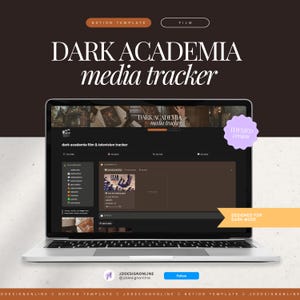 dark academia notion template | aesthetic media tracker & watchlist • film, tv, anime log
