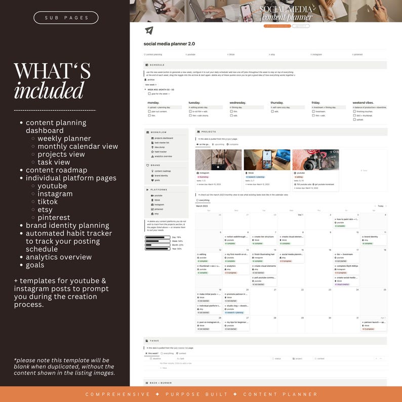 Notion Social Media & Content Planner Template | Content Calendar ...