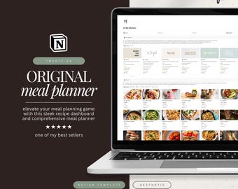 notion meal planner template | recipe organiser & grocery list • calorie, macro tracker, meal planning