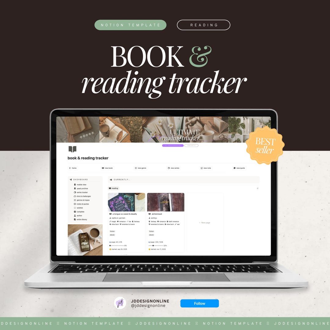 Notion Reading Tracker Template | Digital Bookshelf & Tbr Planner ...