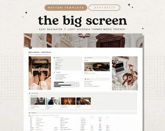 lichte academische notiesjabloon voor mediatracking • digitale tv-filmtracker • esthetische persoonlijke gtd 2023 levensplanner • filmdagboeklogboek