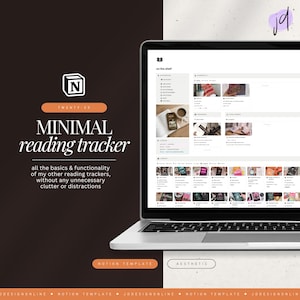 modello di nozione di monitoraggio della lettura minima • diario di lettura, registro di lettura, monitoraggio dei libri, pianificatore digitale, elenco di lettura di nozione