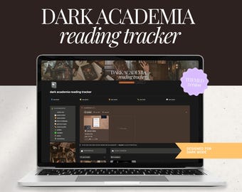 dark academia notion template | aesthetic reading tracker & digital bookshelf • tbr planner, book log