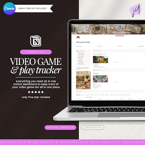 video game & play notion template • complete gaming dashboard • progress tracker • game library organizer