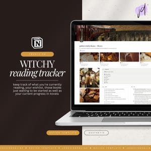 modello di nozione di monitoraggio della lettura delle streghe • monitoraggio dei libri mistici, registro delle letture fantasy, diario dei libri accademici • pianificatore digitale