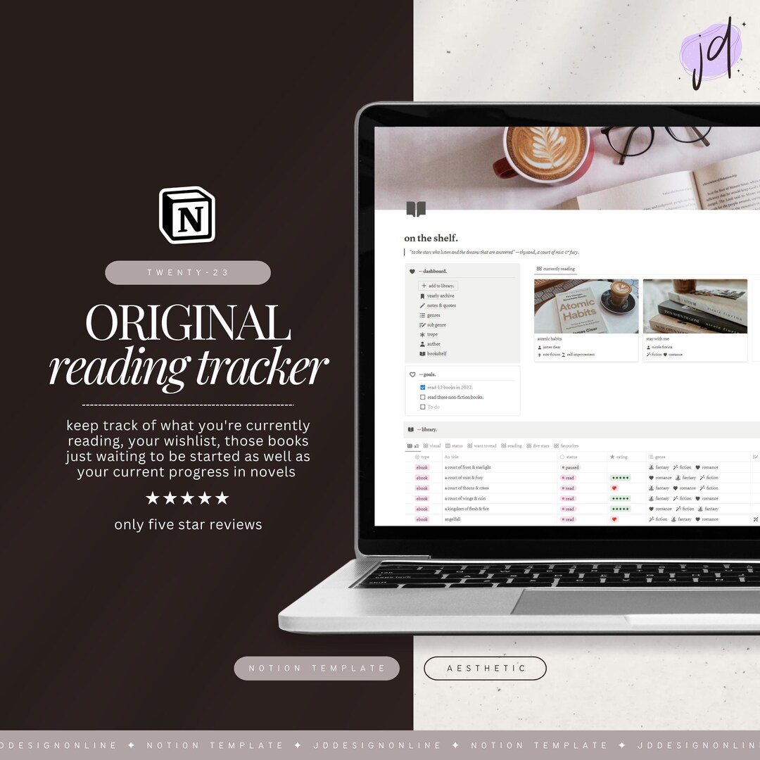 Original Reading Tracker Notion Template • Book Journal, Reading Log