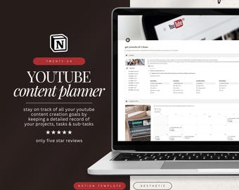 content planner for youtube notion template • content calendar, video scheduler, analytics & workflow tracker in one