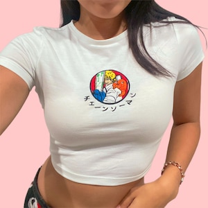 Chainsaw Anime Man Embroidered Crop Top