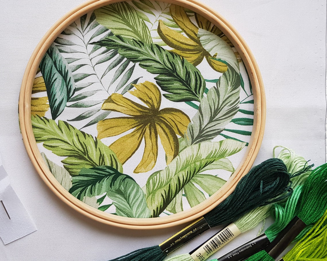 Plant leaves embroidery kit  tropical leaves illustration  etsy Plant leaves embroidery kit  tropical leaves illustration  etsy