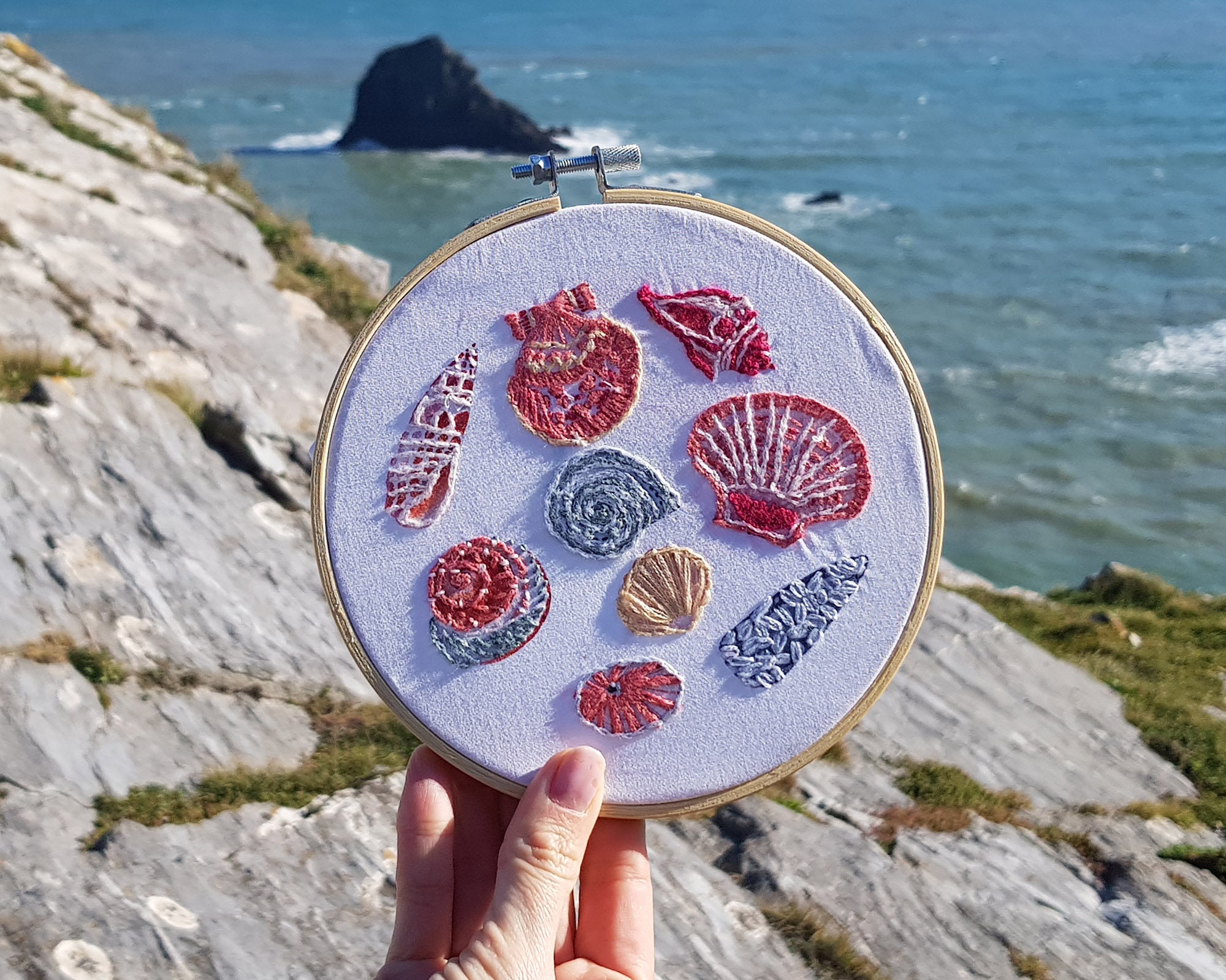 Shell embroidery kit  embroidery art  gift  coral  sewing  etsy uk Shell embroidery kit  embroidery art  gift  coral  sewing  etsy uk