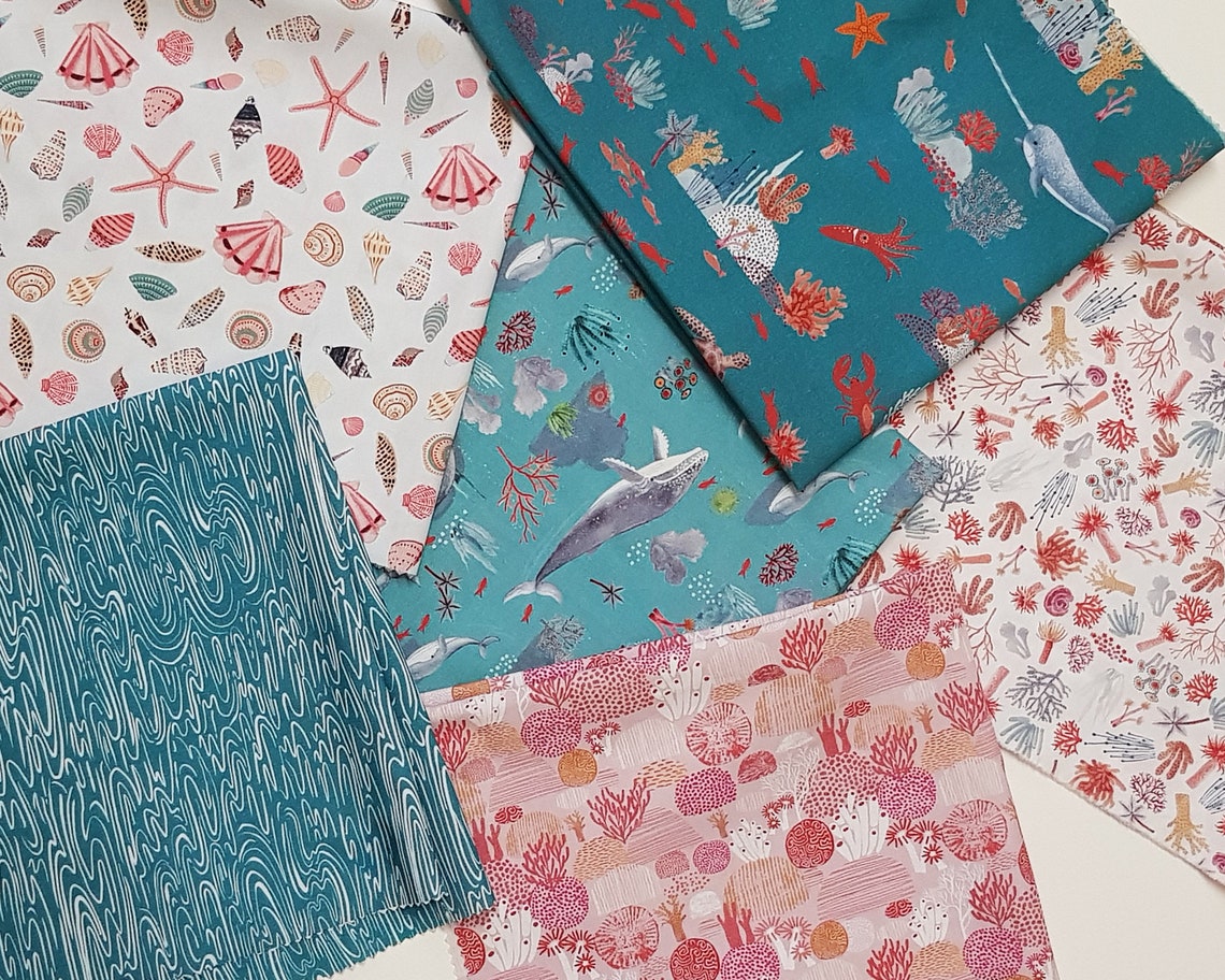 100 Cotton Fabric/6 x Fat quarters/6 Different Designs/ Etsy