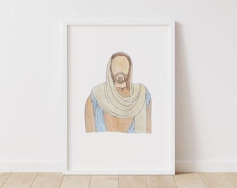 Jesus Christ Watercolor Portrait | Faceless | Digital Print | Printable | Jesus Painting | Jesus Wall Art | Wall hanging | LDS Print |