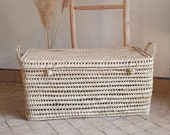 Wicker Storage Trunk - Palm Leaf Chest and Storage Basket