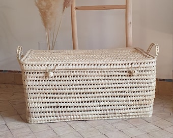 Malle de rangement en osier - Coffre et Panier de rangement en feuilles de palmier